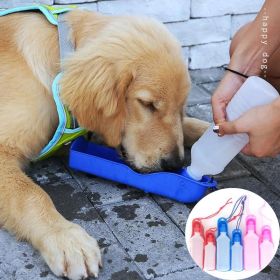 Dog Water Bottle Feeder with Plastic Portable Outdoor Travel (Metal Color: Pink, size: 250ML)