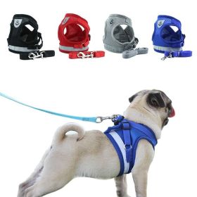 Strap-style Dog Leash Adjustable Reflective Vest Walking Lead (Color: Blue, size: M)