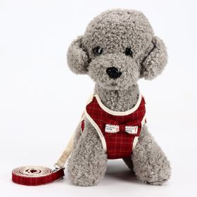 Dog Breathable Mesh Harness with Leash Training Vest (Color: Red, size: L)
