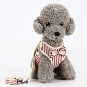 Dog Breathable Mesh Harness with Leash Training Vest (Color: Stripes Red, size: S)