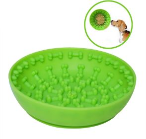 Dog Slow Bowl Feeder with Suction Cup, Interactive for Boredom Anxiety Reduction (Color: Green)