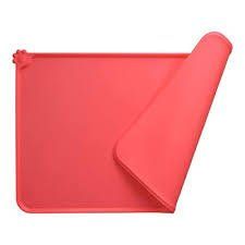 Non-Slip Placemat Silicone Mat Waterproof Placemat Feeding Mat Tray (Color: Red)