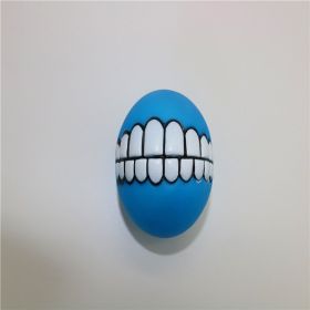 Squeaky Ball Interactive Dog Chewing Toy with Funny Large Teeth Design (Color: Blue)