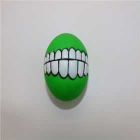 Squeaky Ball Interactive Dog Chewing Toy with Funny Large Teeth Design (Color: Green)