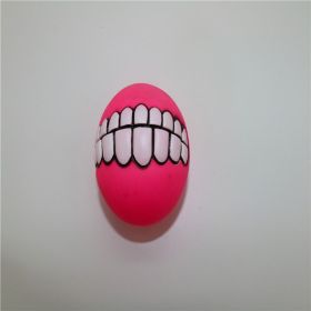 Squeaky Ball Interactive Dog Chewing Toy with Funny Large Teeth Design (Color: Pink)