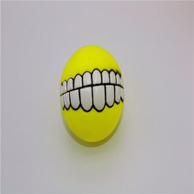 Squeaky Ball Interactive Dog Chewing Toy with Funny Large Teeth Design (Color: Yellow)