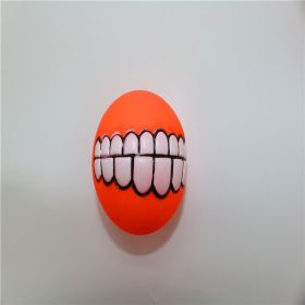 Squeaky Ball Interactive Dog Chewing Toy with Funny Large Teeth Design (Color: Orange)