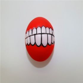 Squeaky Ball Interactive Dog Chewing Toy with Funny Large Teeth Design (Color: Red)