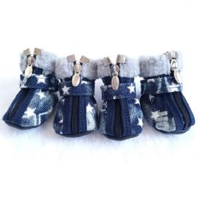 4 PCS Winter Snow Stylish Shoes, Skid-Proof Anti Slip Sole Paw Protector (Color: White, size: M)