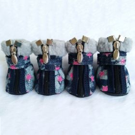 4 PCS Winter Snow Stylish Shoes, Skid-Proof Anti Slip Sole Paw Protector (Color: Pink, size: S)
