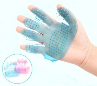 Pet Palm Brush, Hand Shampoo Grooming Glove, Brush Comb Five Finger for Combing (Color: Blue)