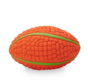 Squeaky Football Branch, Latex Rubber Dog Toy Balls (Color: Orange)