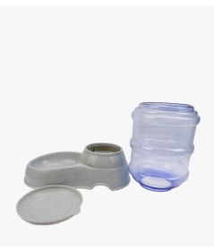 Pet Feeder, Self-Dispensing Feeding Bowl Dog Water/ Dry Food Container (Color: Gray)