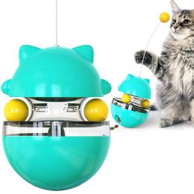 Cat Toy Tumbler Tracks Leaking Food Ball Interactive (Color: Blue)