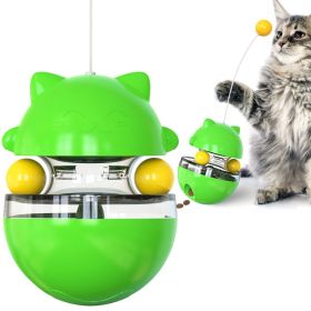 Cat Toy Tumbler Tracks Leaking Food Ball Interactive (Color: Green)