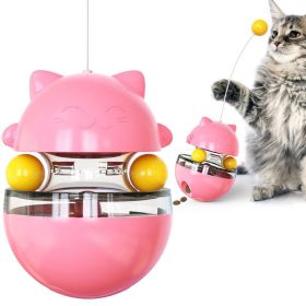 Cat Toy Tumbler Tracks Leaking Food Ball Interactive (Color: Pink)