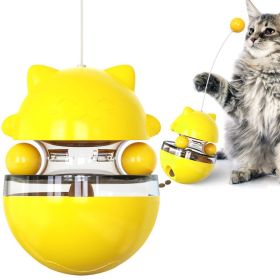 Cat Toy Tumbler Tracks Leaking Food Ball Interactive (Color: Yellow)