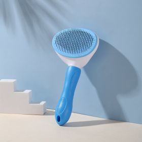 Pet Comb Stainless Dog and Cat Hair Removal Brush (Color: Blue)