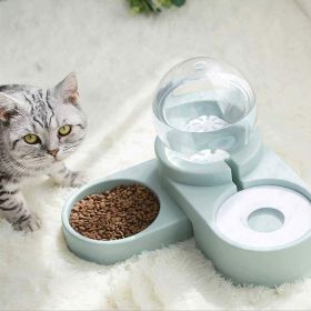 Large Pet Feeder Automatic Drinking Fountain and Food Bowl (Color: Blue)