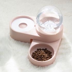Large Pet Feeder Automatic Drinking Fountain and Food Bowl (Color: Pink)