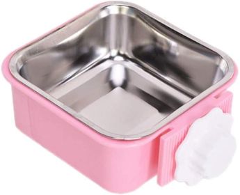 Stainless Steel Pet Crate Bowl (Color: Pink)