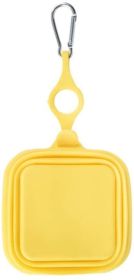 Silicone Collapsible Pet Bowl Double Portable Travel Bowl (Color: Yellow)