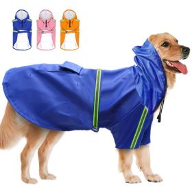 Waterproof Dog Raincoat Leisure Lightweight Reflective Rain Jacket with Hood (Color: Blue)