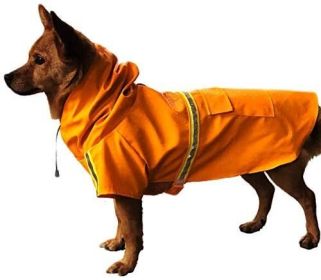 Waterproof Dog Raincoat Leisure Lightweight Reflective Rain Jacket with Hood (Color: Orange)