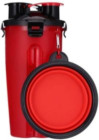 Storage Pet Food and Water Cup Feeding Silicone Collapsible Water Bowl (Color: Red)