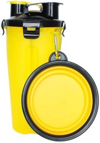 Storage Pet Food and Water Cup Feeding Silicone Collapsible Water Bowl (Color: Yellow)