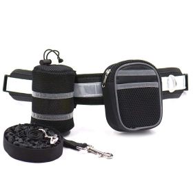 Strong Dog Leash Set Highly Reflective Threads for Medium and Large Dogs (Color: Black)