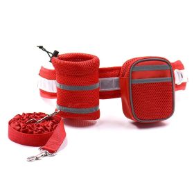 Strong Dog Leash Set Highly Reflective Threads for Medium and Large Dogs (Color: Red)