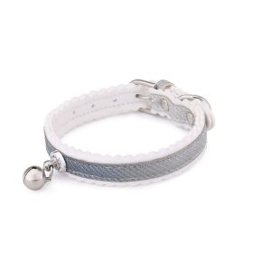 Pet Collar Safety Belt with Bell Velvet (Color: Gray)