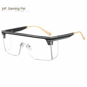one-piece rimmed sunglasses personality letters Cross border (colour: C5 black frame white flat)