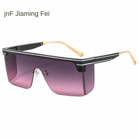 one-piece rimmed sunglasses personality letters Cross border (colour: C9 black frame graying powder tablet)