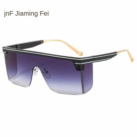 one-piece rimmed sunglasses personality letters Cross border (colour: C7 black frame graying chip)