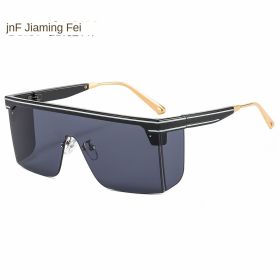one-piece rimmed sunglasses personality letters Cross border (colour: C1 black frame and black grey chip)