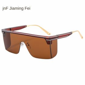 one-piece rimmed sunglasses personality letters Cross border (colour: C4 tea frame tea slice)