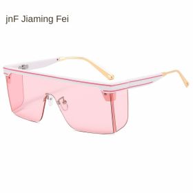 one-piece rimmed sunglasses personality letters Cross border (colour: C3 white frame powder tablet)