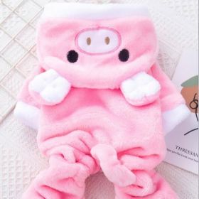 Piggy Shaped Winter Warm Flush Clothes for Doggy (Color: Pink, size: XL)