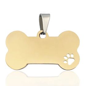 Stainless Steel Bone Shaped Pendant Collars, Metal Pendant for Pet Necklace (Color: Golden, size: M)