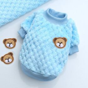 Winter Pet Clothes; Cute Fleece Puppy Dress Warm Coat (Color: Sky Blue, size: M)
