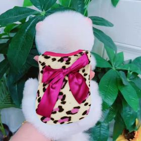 Winter Pet Clothing Soft Coral Vest Coat Leopard Print Costume (Color: Dark Pink, size: L)