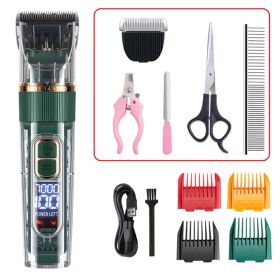 Dog Hair Clippers Set Low Noise Rechargeable Cordless Dog Grooming Clippers (Items: Set Version, Color: Green)