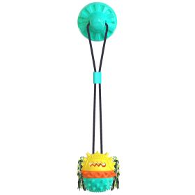Pet Chewing Toys Dog Food Leaking Bite Resistant Ball Toy with Suction Cup (Color: Lake Blue, size: 10.7*10.8*71cm/4.21*4.25*27.95inch)
