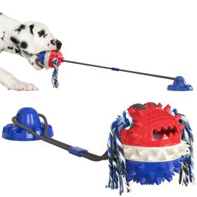 Pet Chewing Toys Dog Food Leaking Bite Resistant Ball Toy with Suction Cup (Color: Dark Blue, size: 10.7*10.8*71cm/4.21*4.25*27.95inch)