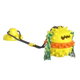Pet Chewing Toys Dog Food Leaking Bite Resistant Ball Toy with Suction Cup (Color: Yellow, size: 10.7*10.8*71cm/4.21*4.25*27.95inch)