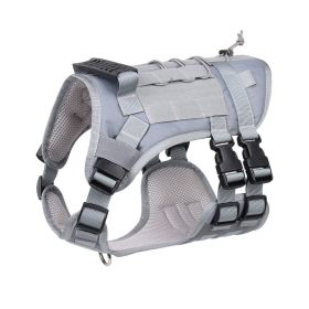 Tactical Dog Harness Dog Harness Vest with Soft Padded And D-Ring Collar (Color: Grey, size: M)
