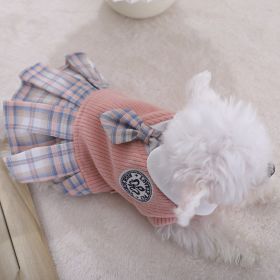 Sweet Bowknot Dog Sweater Dress; Winter Warm Pet Clothes; Costume (Color: Pink, size: XS)