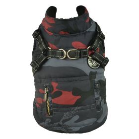 Chest Harness Camouflage Red Pattern Reflective  With Traction Buckle Zipper (Color: Red, size: XL)
